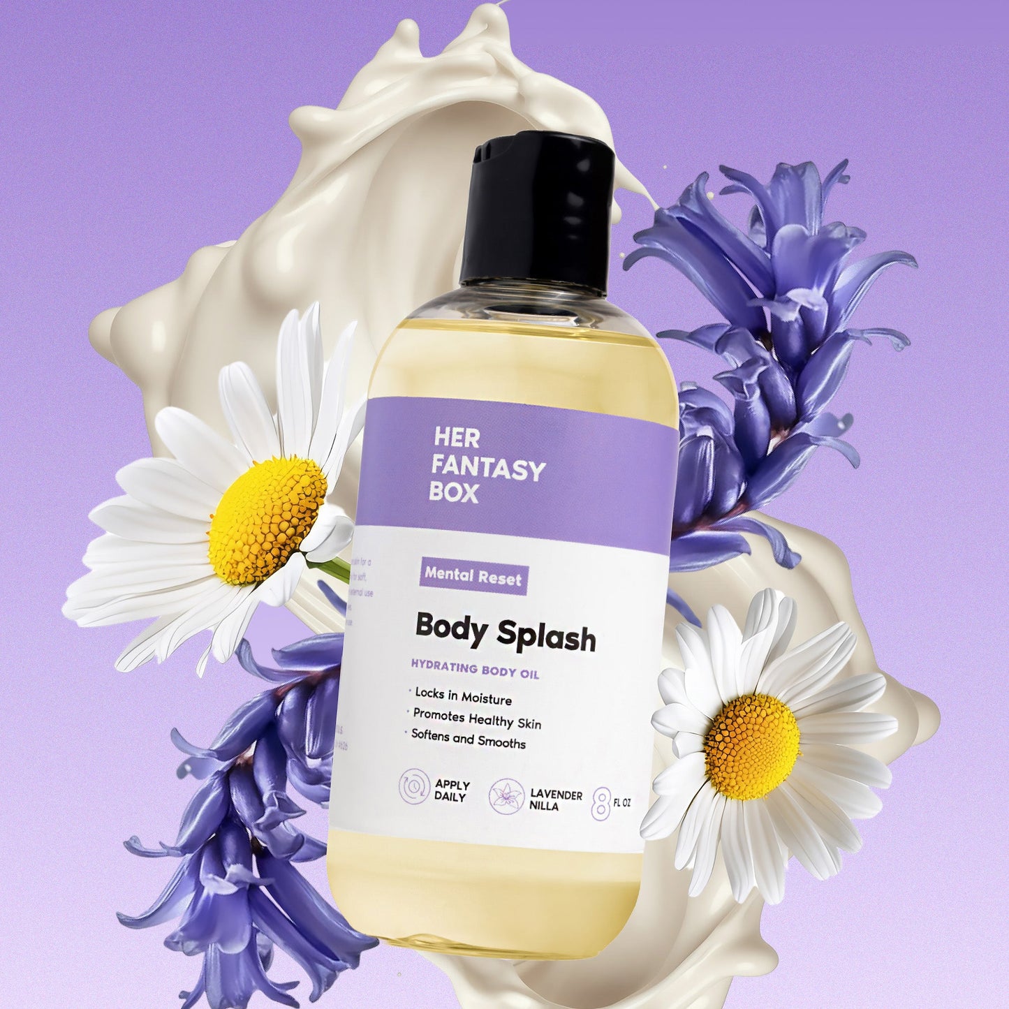 Body Splash - Skin Smoothing Body Oil (Mental Reset – Lavender & Vanilla CALMING SPA SCENT)