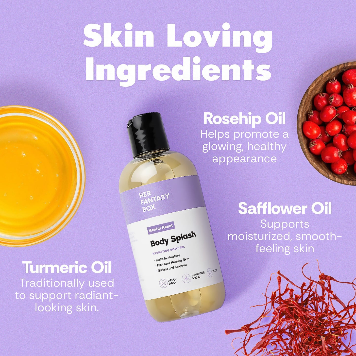 Body Splash - Skin Smoothing Body Oil (Mental Reset – Lavender & Vanilla CALMING SPA SCENT)
